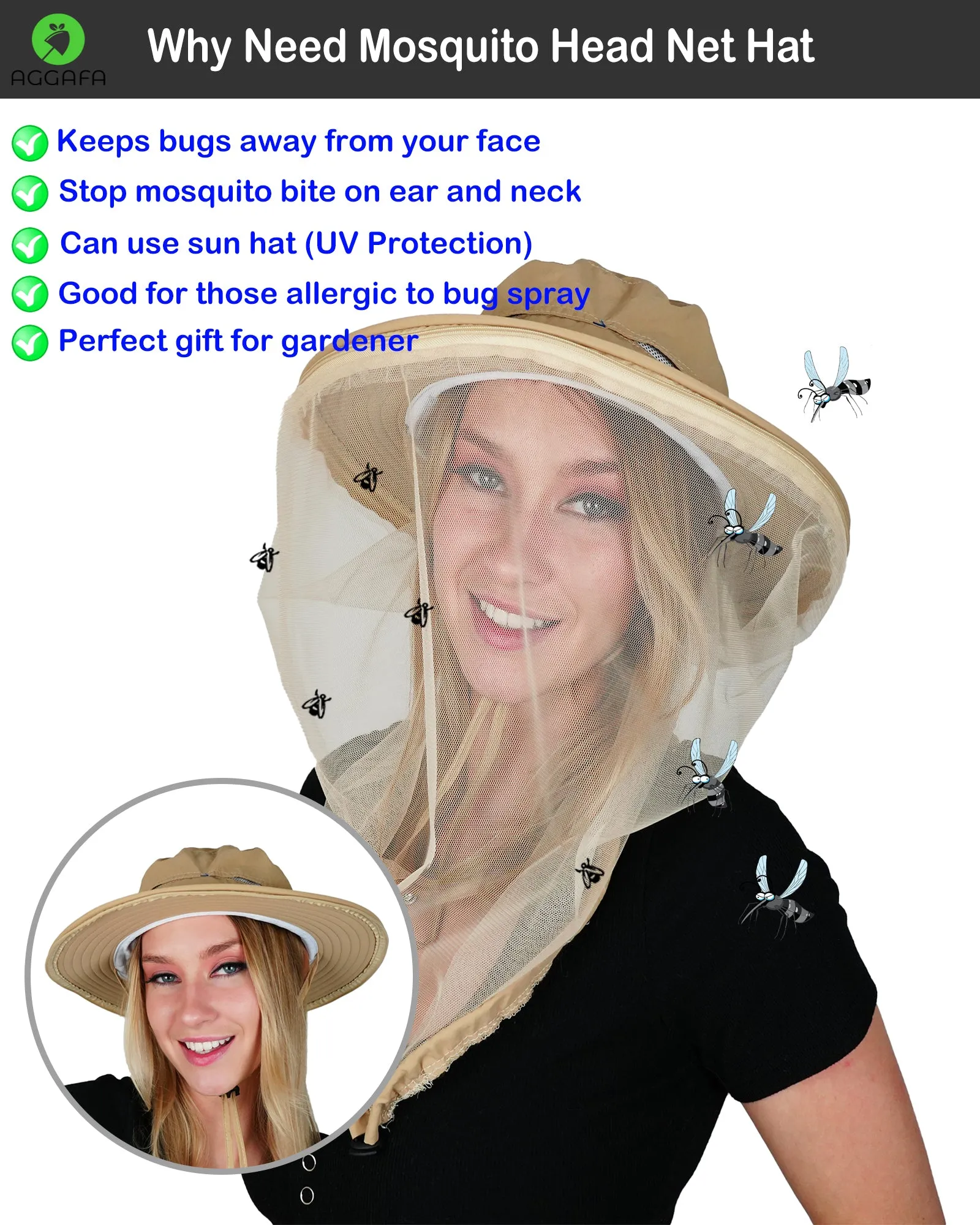 Mosquito hat (Beige) and Mosquito sleeve (Medium)