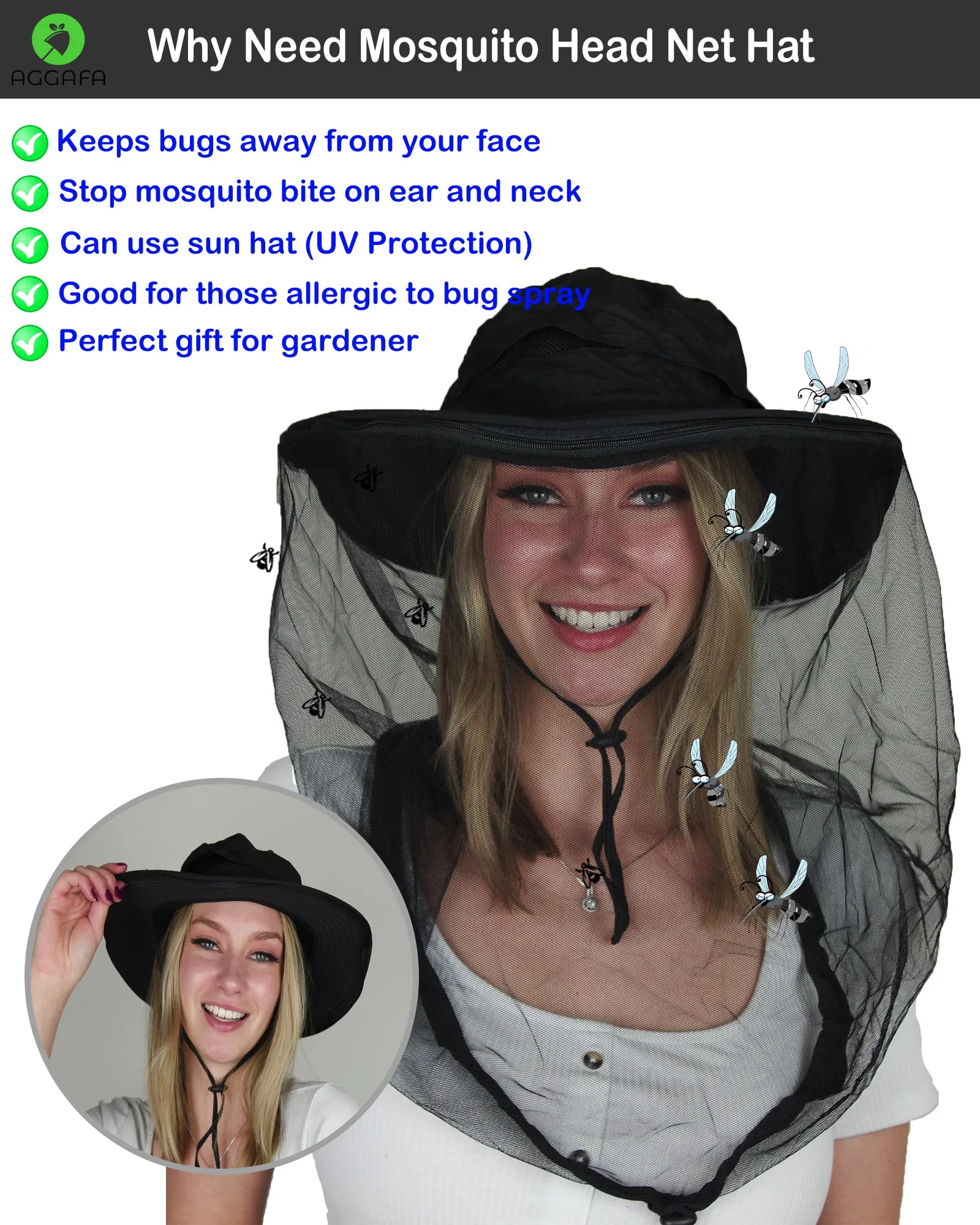 Mosquito hat (Black) and Mosquito sleeve (Large)