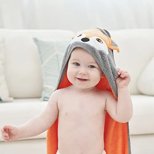 Munich Blue Bamboo Hooded Towel - Fox