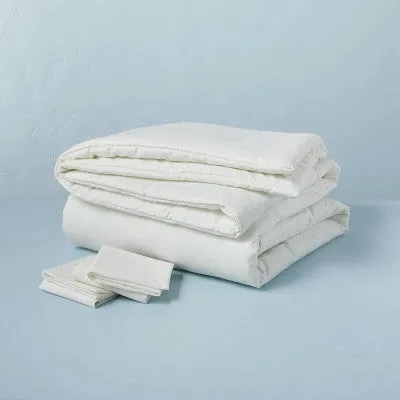 New - 3pc Full/Queen Linen Blend Duvet Set Sour Cream - Hearth & Hand with Magnolia