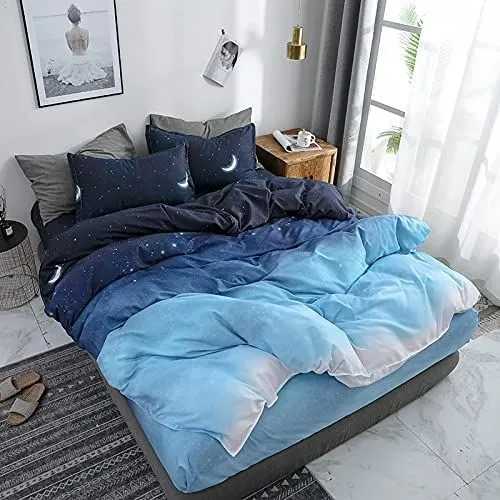 Night Blue Queen Size Duvet Doona Quilt Cover Set