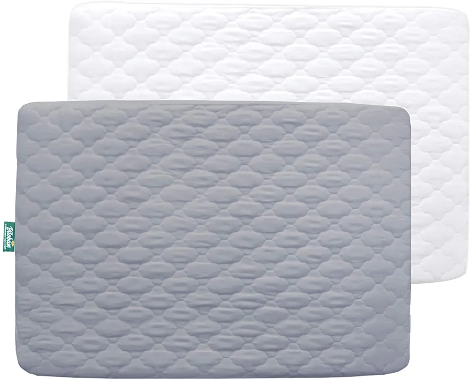 Pack N Play Mattress Pad Cover/ Protector - 2 Pack, Ultra Soft Microfiber, Waterproof, Grey & White (for Standard Playpen/ Mini Crib)