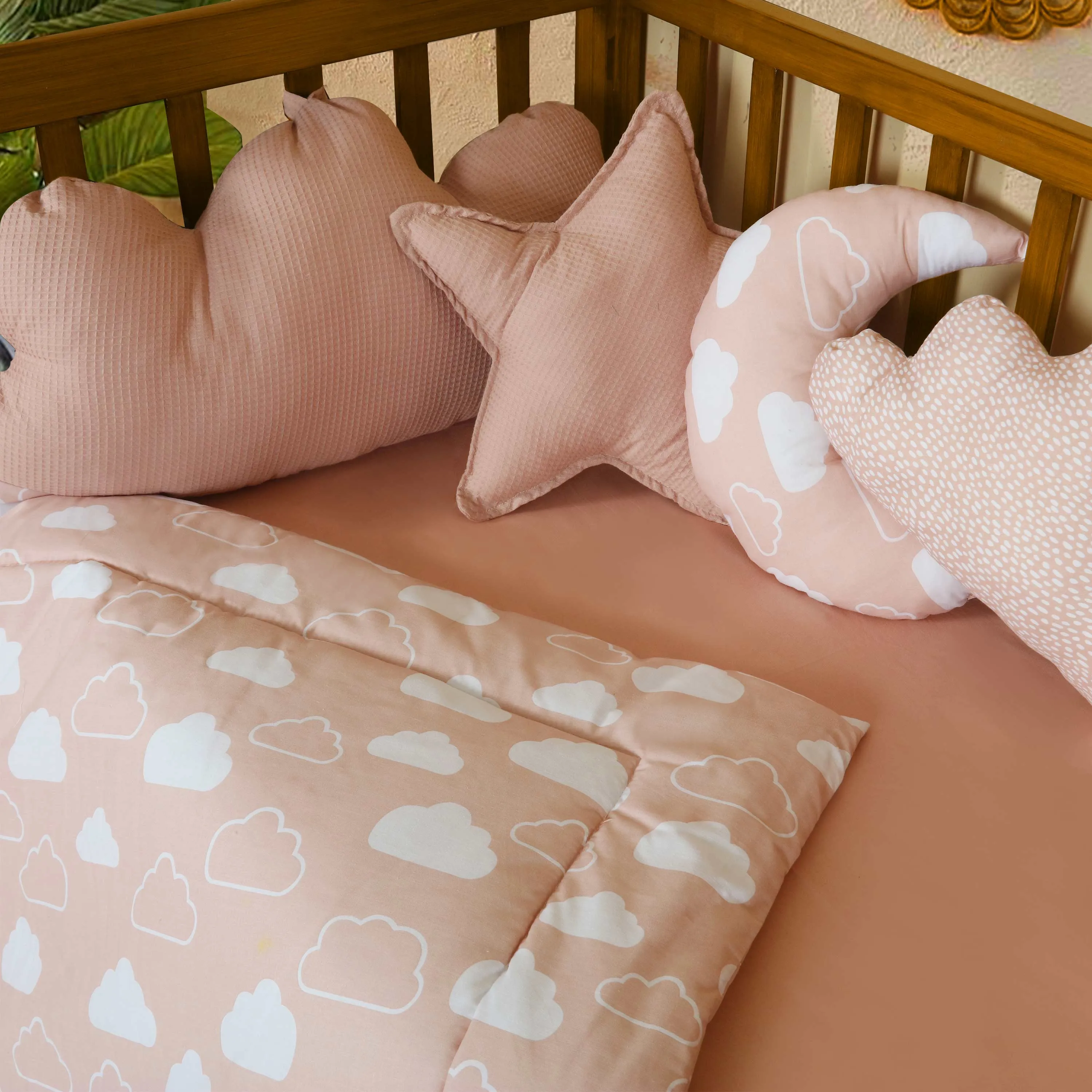 Peach Cloud Baby Cot Set