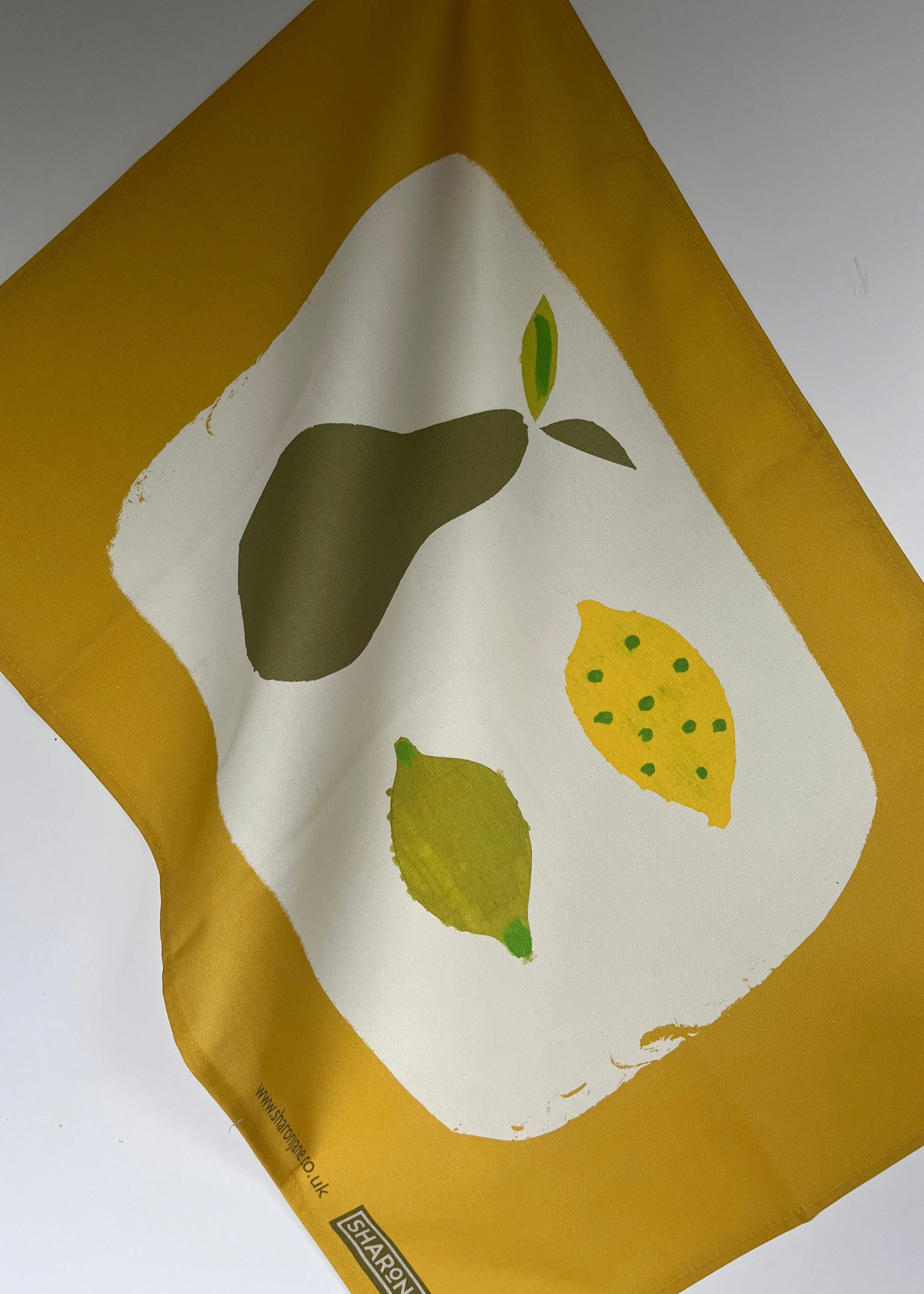 Pear, Lemon & Lime Tea Towel - Mustard