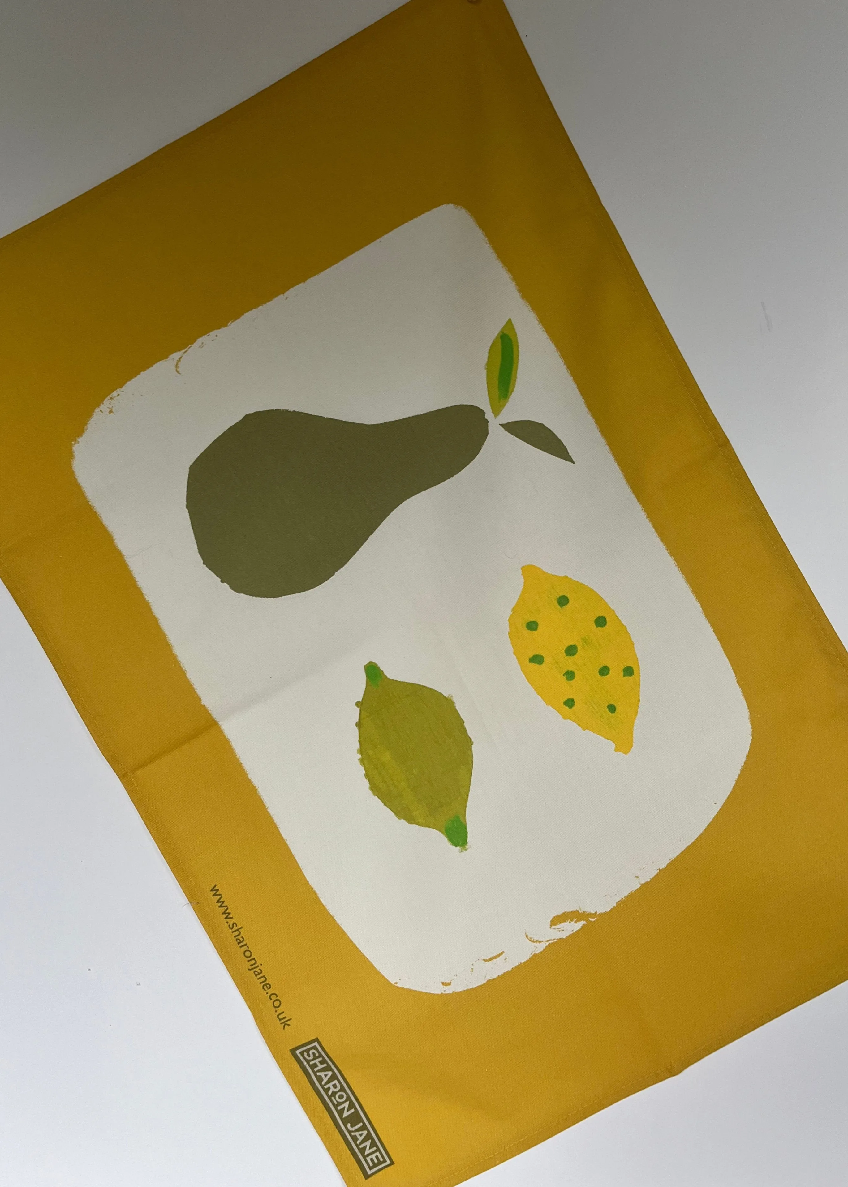 Pear, Lemon & Lime Tea Towel - Mustard