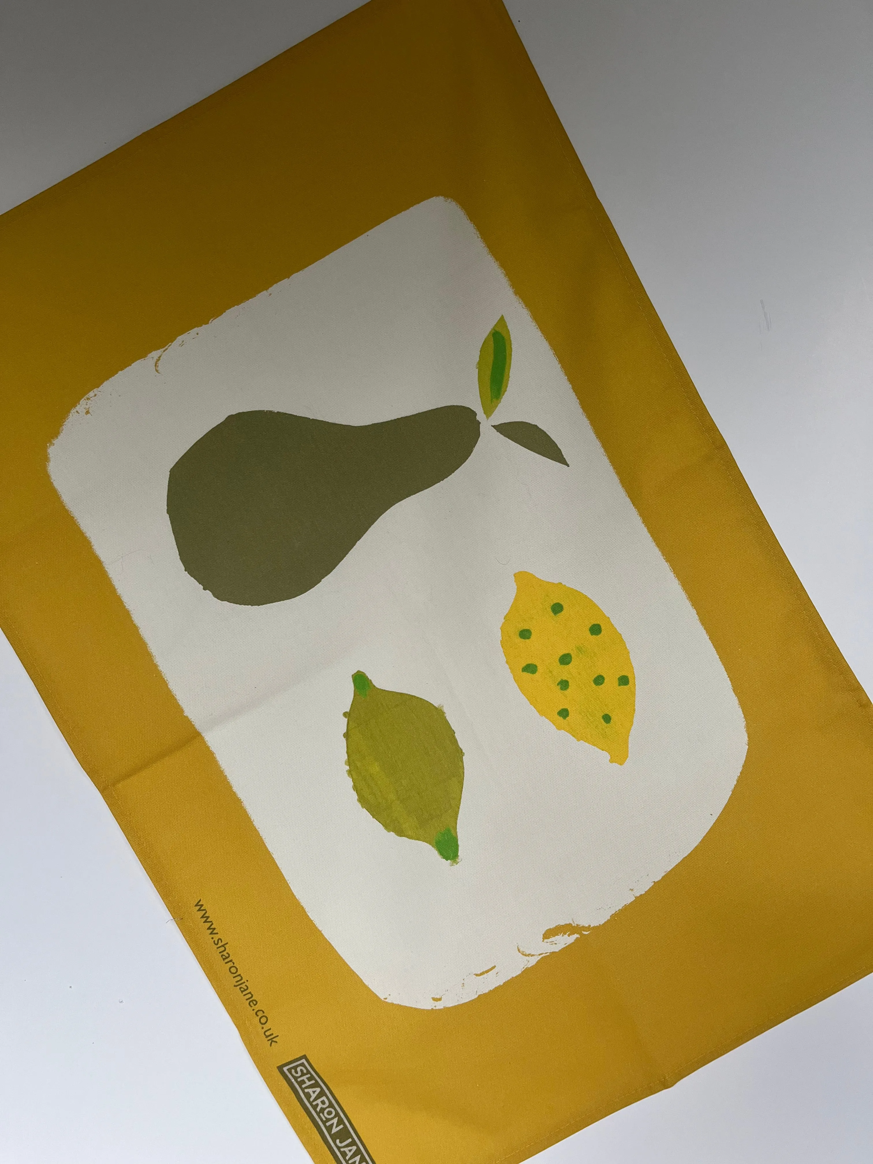 Pear, Lemon & Lime Tea Towel - Mustard