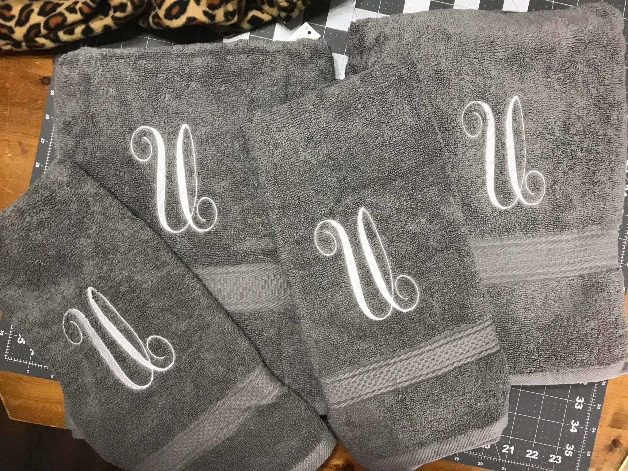 Personalized Large Initial Bath Towel Sets, Wedding Housewarming Gifts