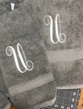 Personalized Large Initial Bath Towel Sets, Wedding Housewarming Gifts