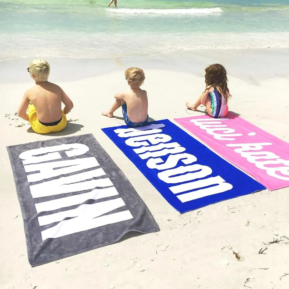 PERSONALIZED SOLID COLOR BEACH TOWELS