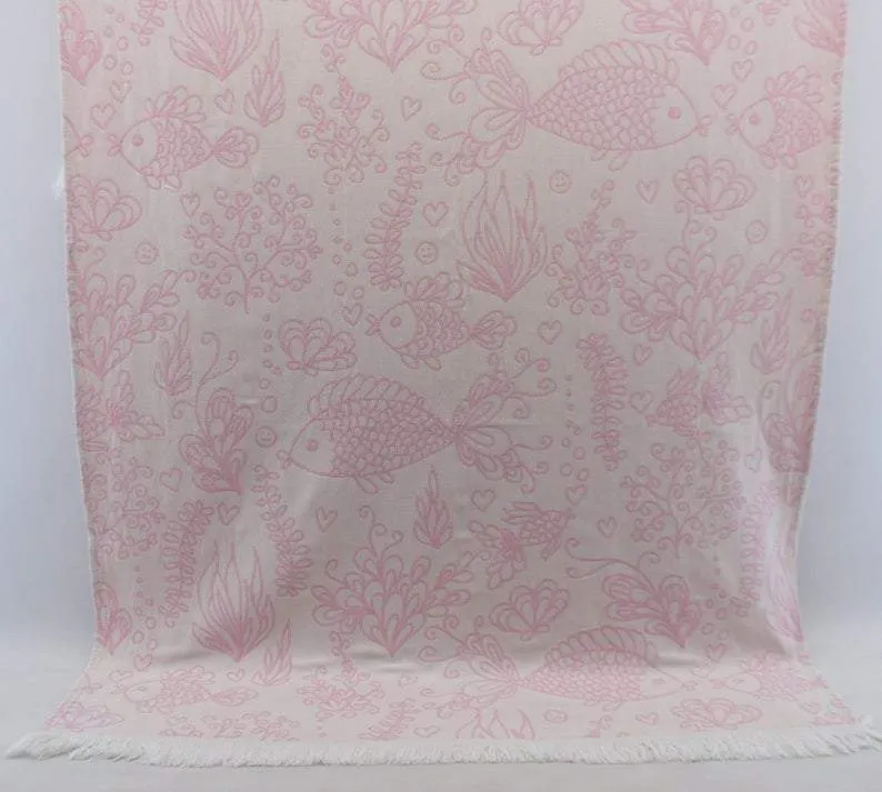 Pink Sea Life 100% Cotton Towel