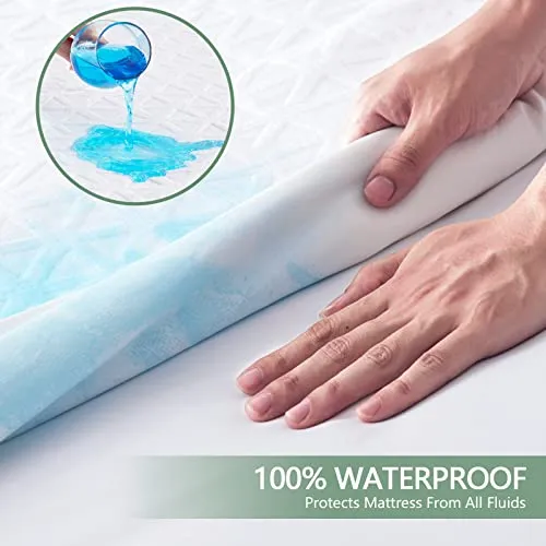 Premium 100% Waterproof Mattress Protector Queen Size Bed Mattress Cover Breathable Bamboo 3D Air Fabric Cooling Mattress Pad Cover Smooth Soft Noiseless Washable, 8''-21'' Deep Pocket