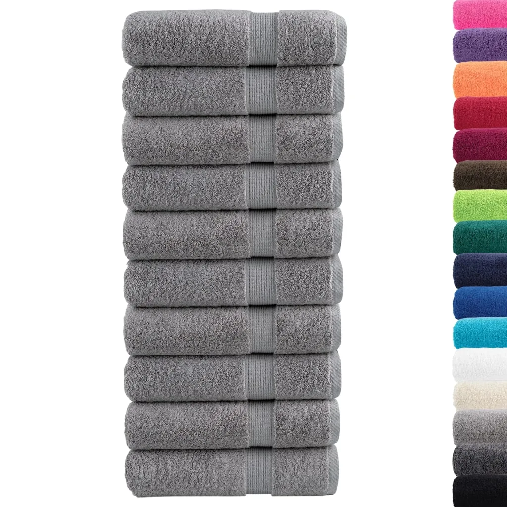 Premium Bath Towels 10pcs Grey 100x150cm 600gsm 100% Cotton