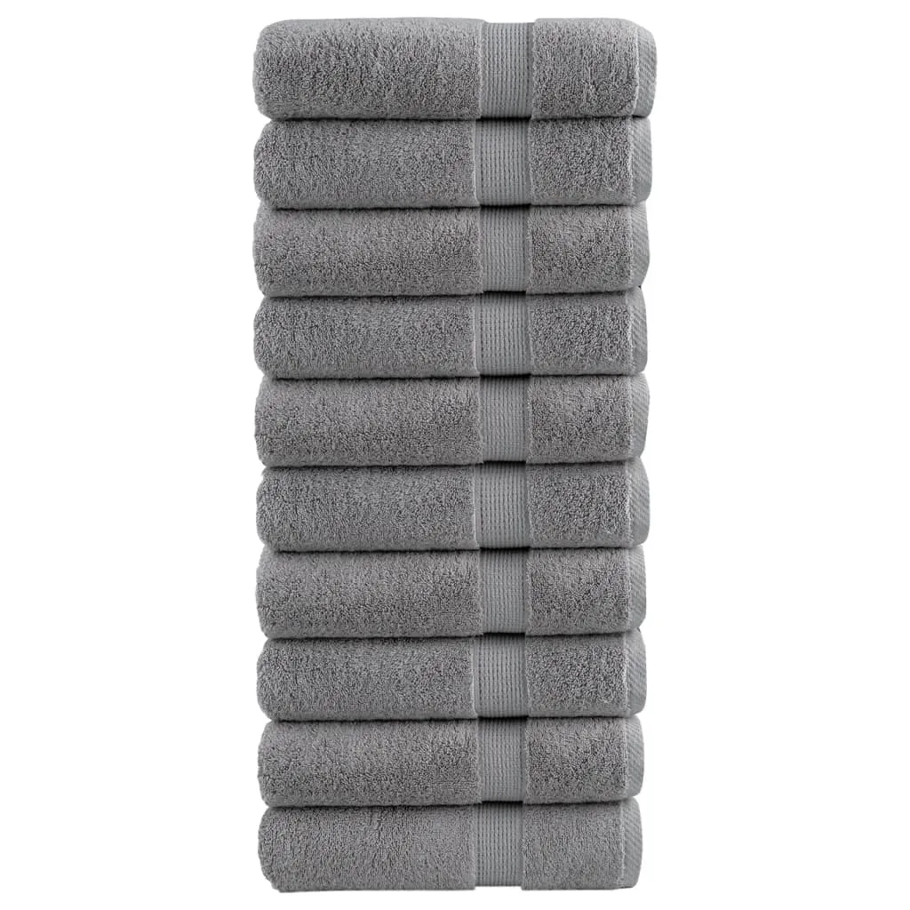 Premium Bath Towels 10pcs Grey 100x150cm 600gsm 100% Cotton