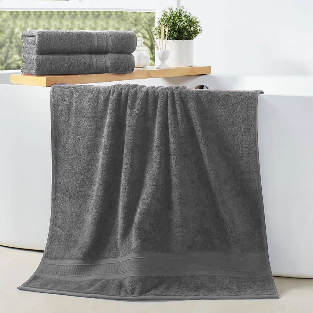 Premium Charcoal Pack of 2  600gsm High Quality Cotton Bath Towel 70x140cm