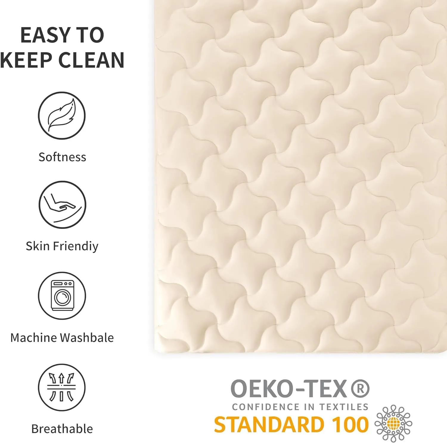 Premium Cooling Mattress Pad Beige for Hot Sleepers