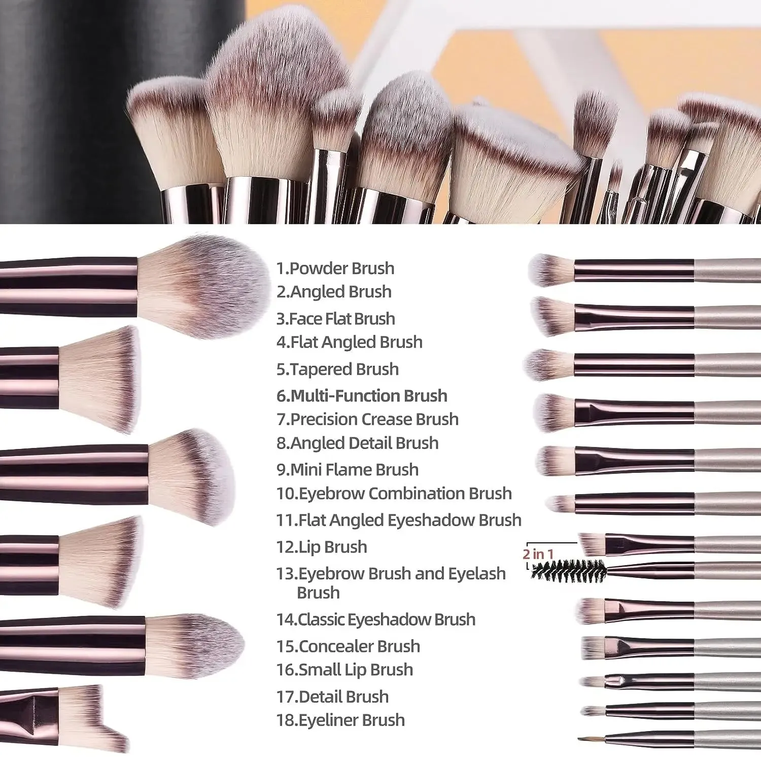 Premium Makeup Brush Set 18 Pcs with Black Case