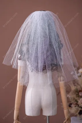 Pretty Short Wedding Veil Unique Rhombic Net Elbow Bridal Veil