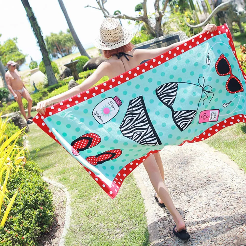 Printed Beach Towel Skin-friendly Quick Drying Swimming Surf Bath Towel Big Yoga Mat Beach Chair Blanket for Outdoor Water Sport