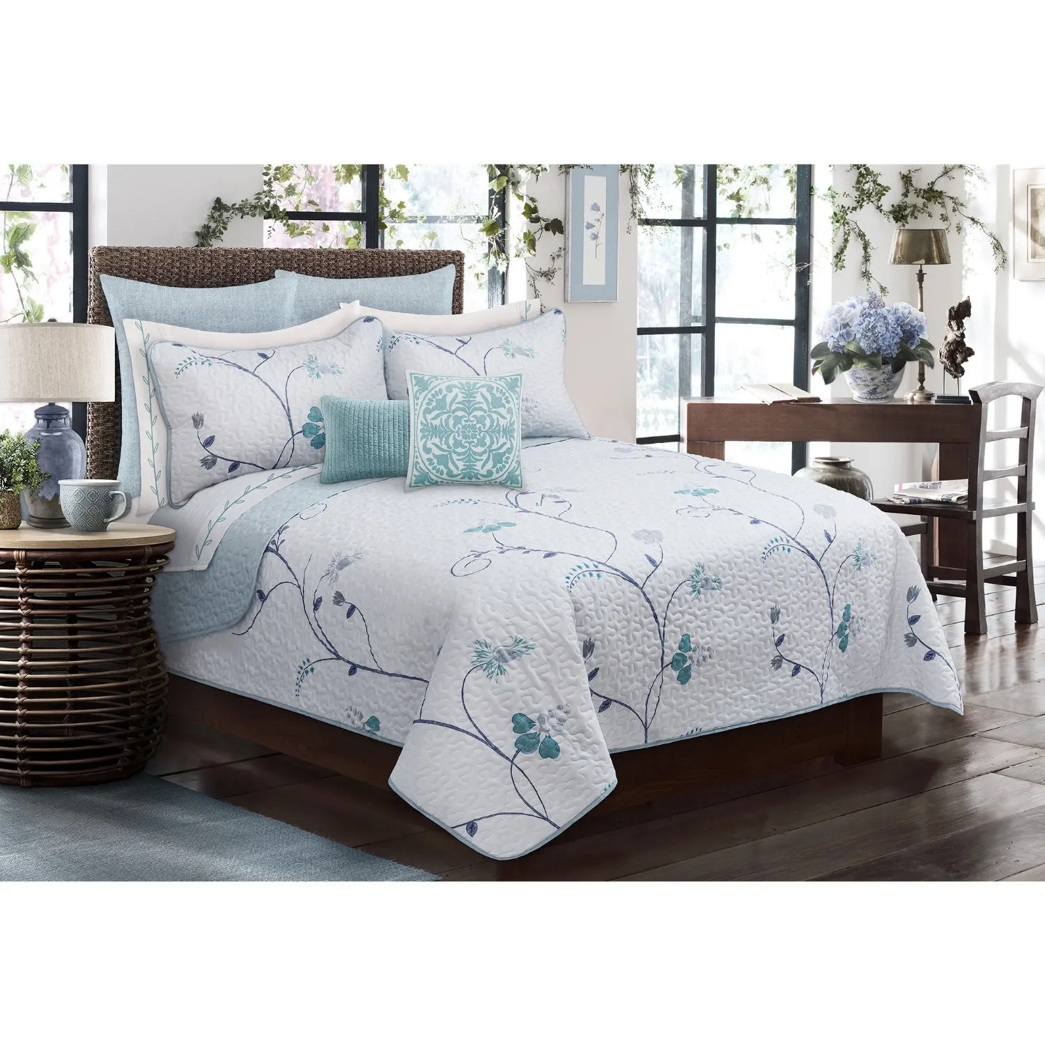 Quilt Bedding Set Woven 3 Piece Set Double/Queen Whisper