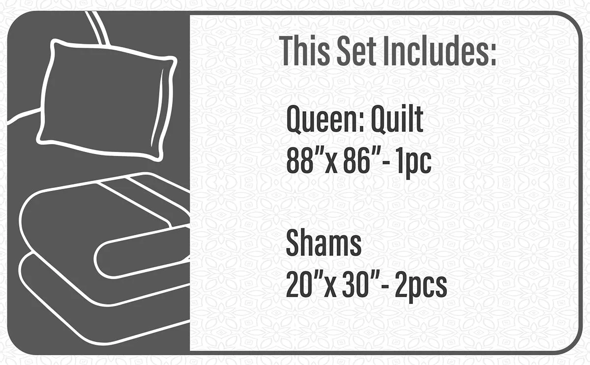 Quilt Bedding Set Woven 3 Piece Set Double/Queen Whisper