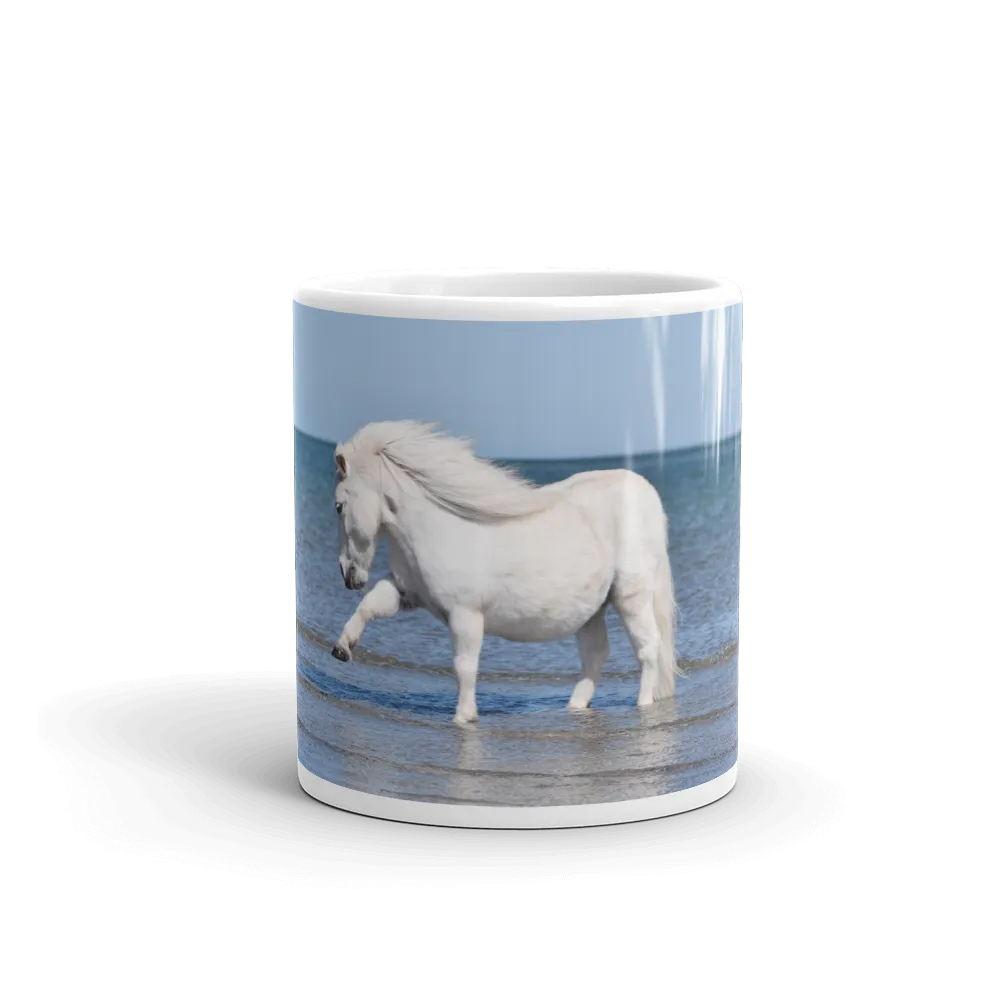 "Waving" White glossy mug