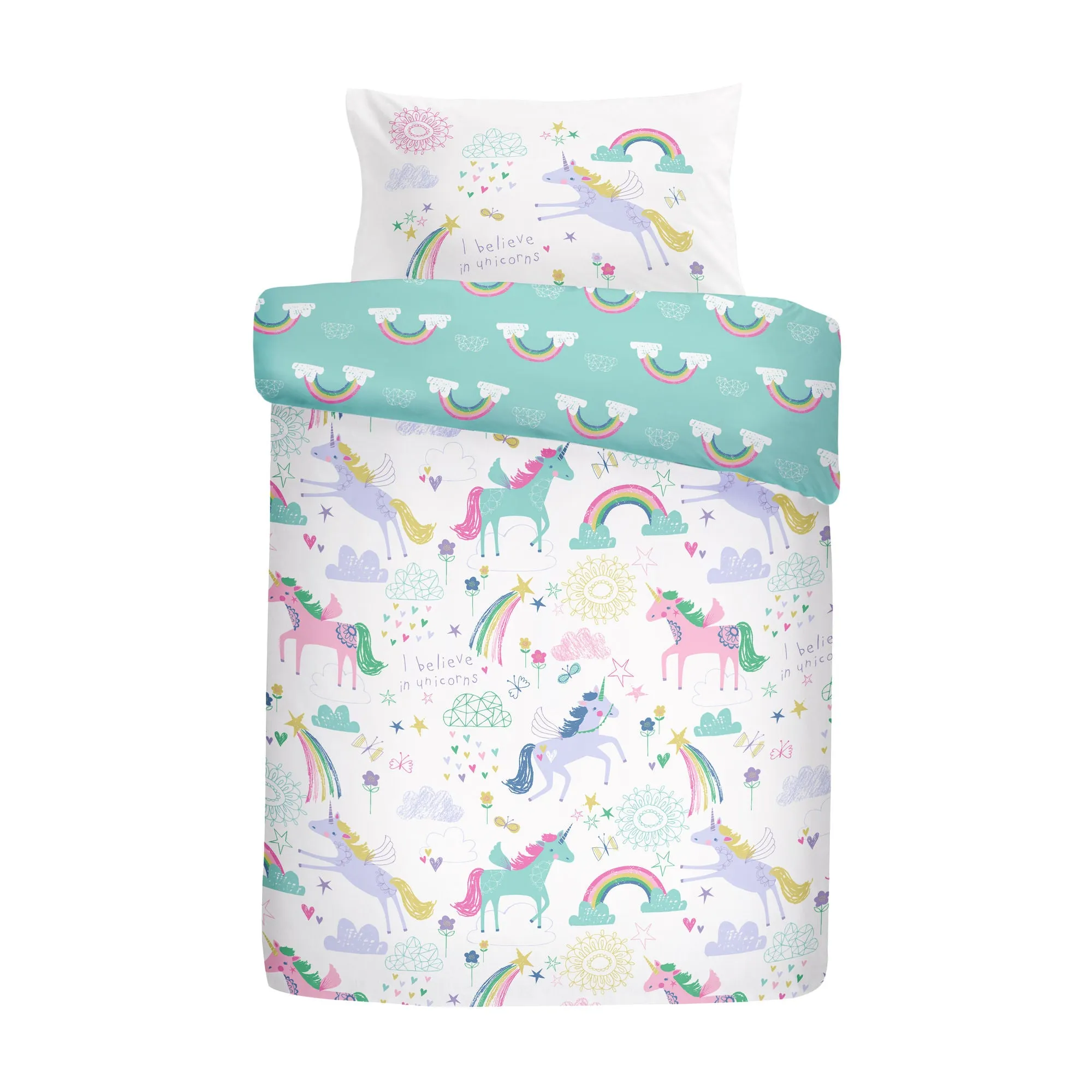 Rainbow Unicorn Duvet Cover Set by Bedlam in Multicolour