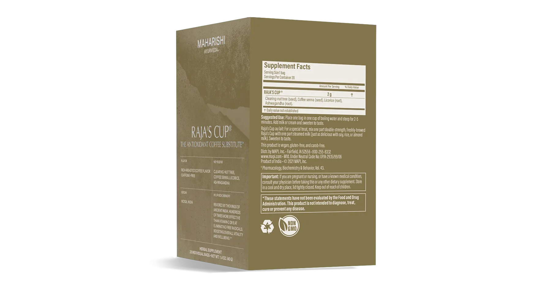 RAJA'S CUP® NATURAL COFFEE ALTERNATIVE 20 BAGS