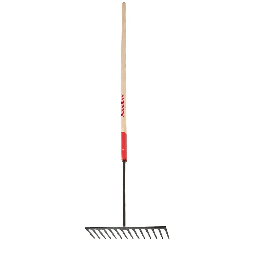 Razor-Back 14 Tine Asphalt Rake, Forged with Wood Handle