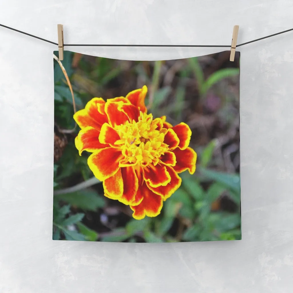 Red and Yellow Flower Face Towel