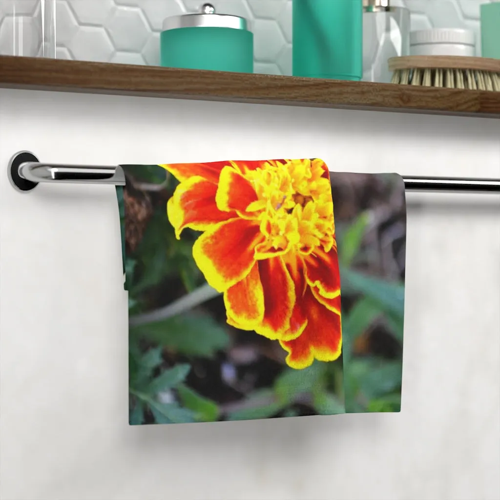 Red and Yellow Flower Face Towel