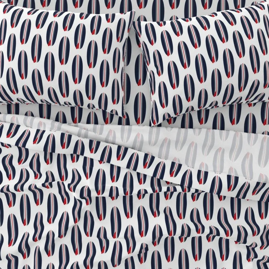 Red, White and Blue Classic USA Surfboards Sheet Set from Surfer Bedding™️ Medium Scale