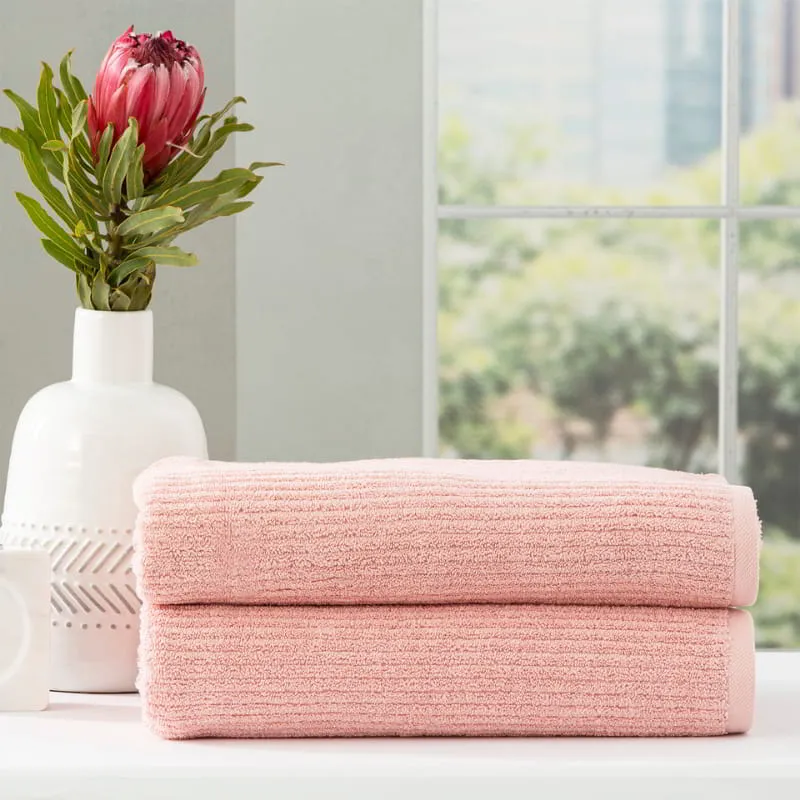 Renee Taylor Cobblestone 2 Pack Blush Bath Sheet