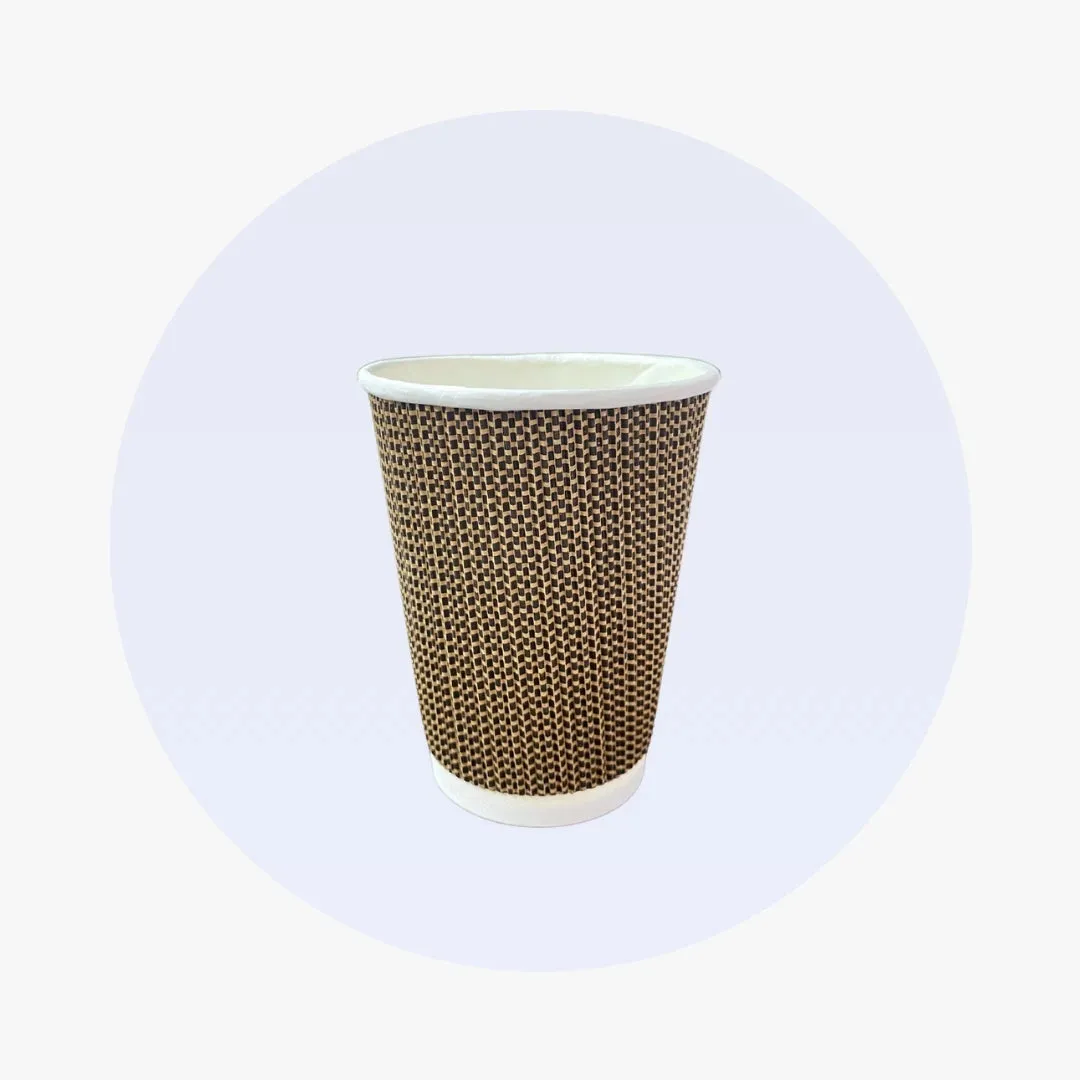 RIPPLE WALL PAPER CUPS - BROWN - 8 oz