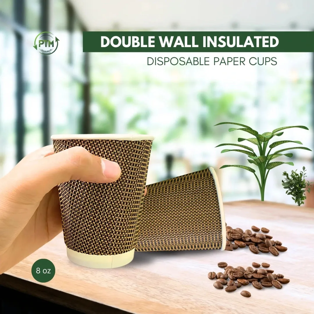 RIPPLE WALL PAPER CUPS - BROWN - 8 oz