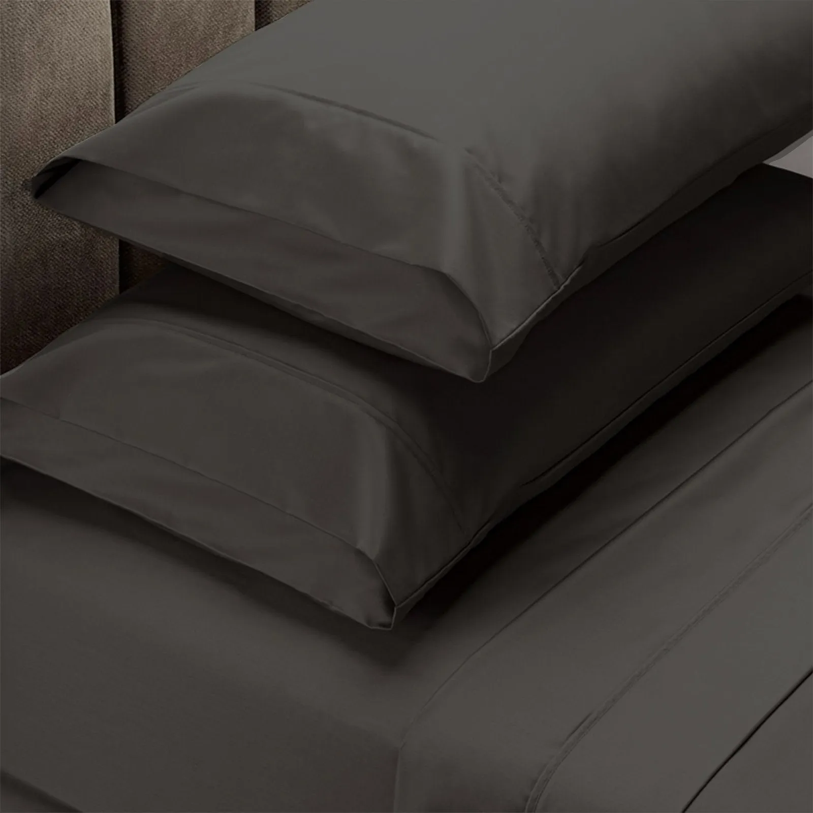 Royal Comfort 4 Piece 1500TC Sheet Set And Goose Feather Down Pillows 2 Pack Set King Dusk Grey