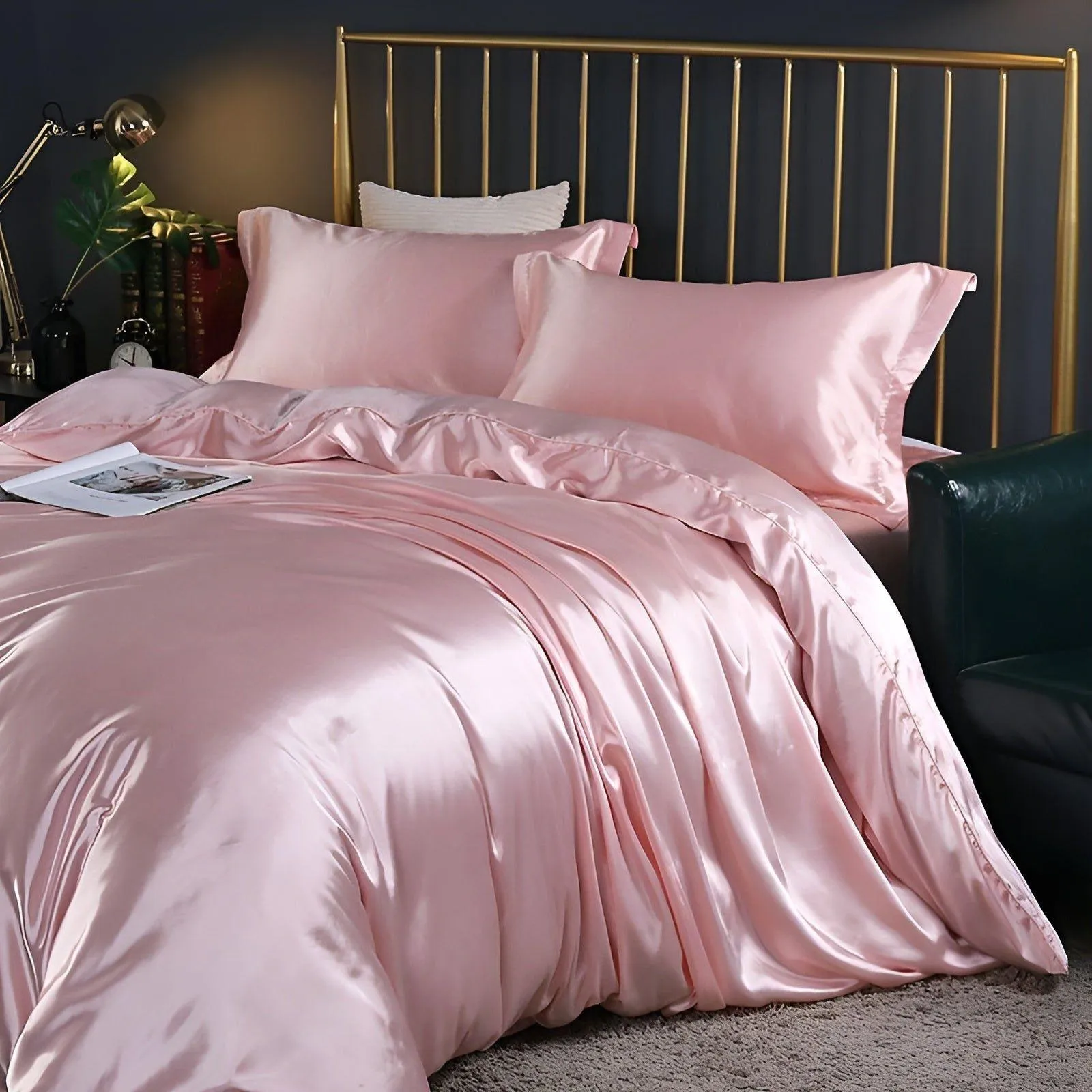 RoyalSilk Bettwäsche - Luxuriöses Satin Bettdecken Set (1 Flachlaken   1 Bettbezug   2 Kissenbezüge)