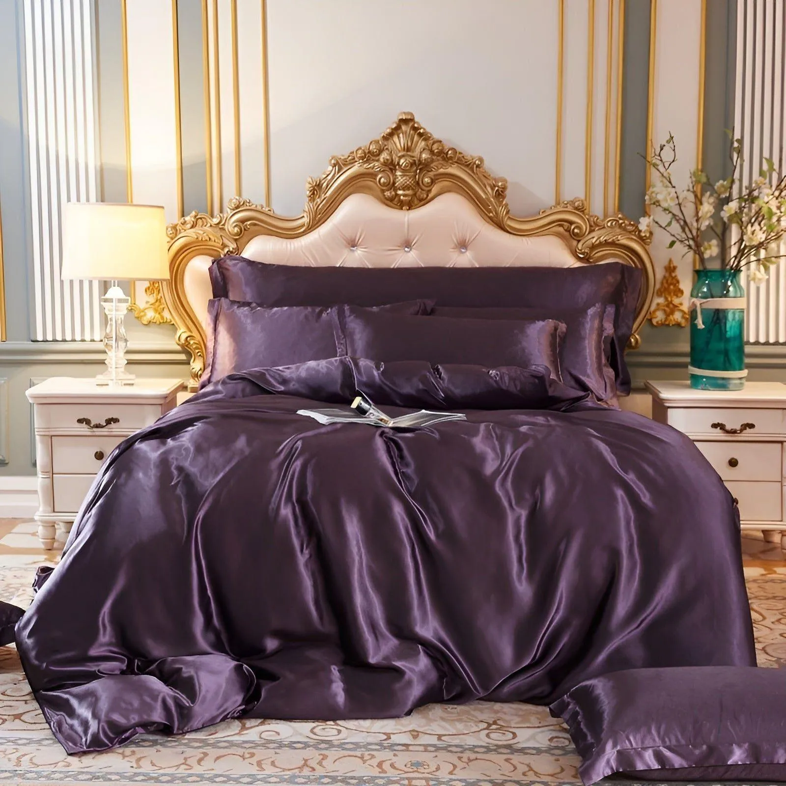 RoyalSilk Bettwäsche - Luxuriöses Satin Bettdecken Set (1 Flachlaken   1 Bettbezug   2 Kissenbezüge)