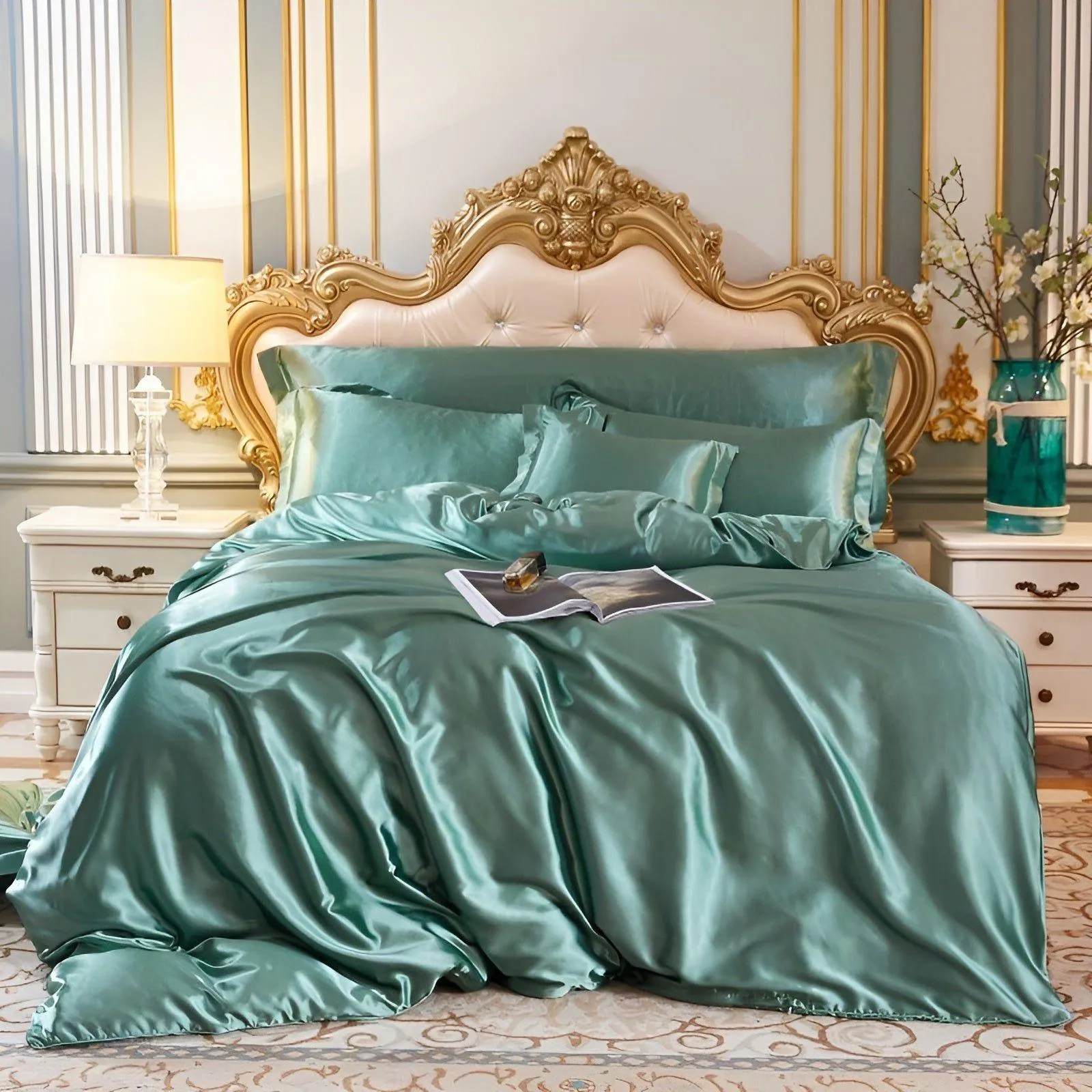 RoyalSilk Bettwäsche - Luxuriöses Satin Bettdecken Set (1 Flachlaken   1 Bettbezug   2 Kissenbezüge)