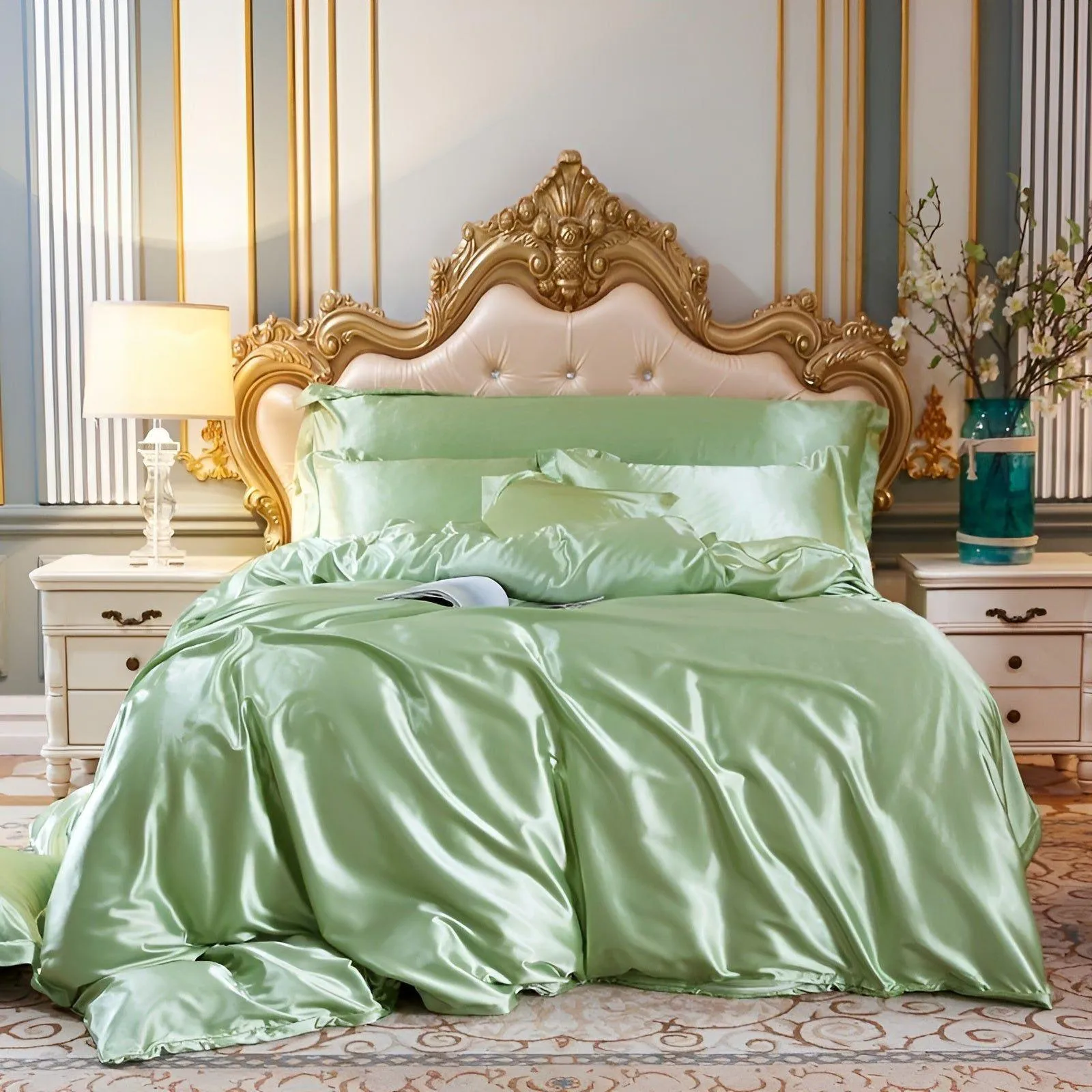 RoyalSilk Bettwäsche - Luxuriöses Satin Bettdecken Set (1 Flachlaken   1 Bettbezug   2 Kissenbezüge)