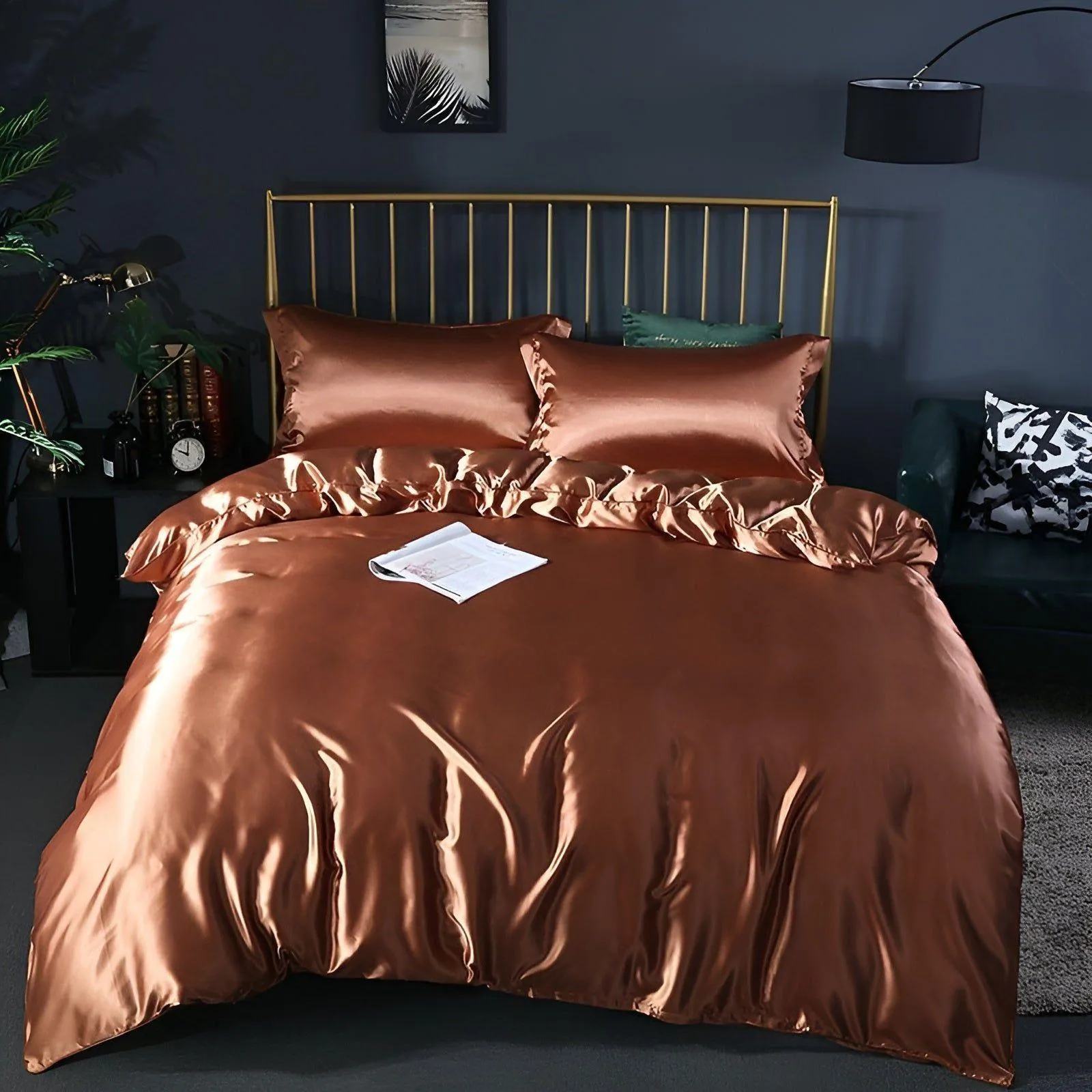 RoyalSilk Bettwäsche - Luxuriöses Satin Bettdecken Set (1 Flachlaken   1 Bettbezug   2 Kissenbezüge)