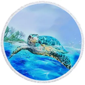 Sea Turtle Life Round Beach Towel