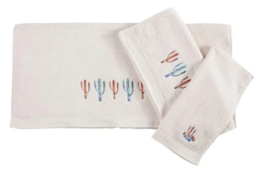 Serape Cactus 3 Piece Towel Set, Cream