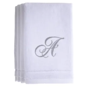 Set of 4 monogrammed towels - Initial A