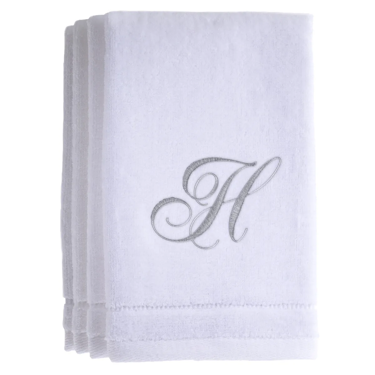 Set of 4 monogrammed towels - Initial H (Wholesale)