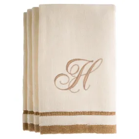 Set of 4 monogrammed towels - Initial H (Wholesale)