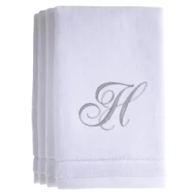 Set of 4 monogrammed towels - Initial H