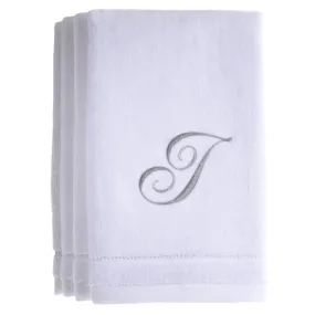 Set of 4 monogrammed towels - Initial I