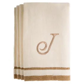 Set of 4 monogrammed towels - Initial J (Wholesale)