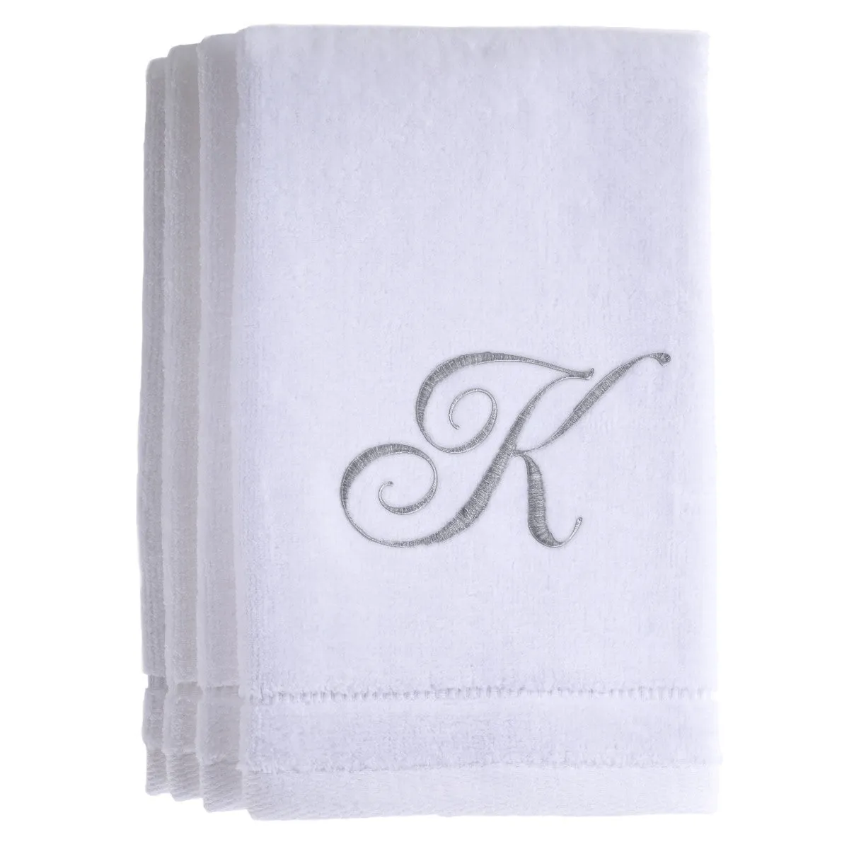 Set of 4 monogrammed towels - Initial K (Wholesale)