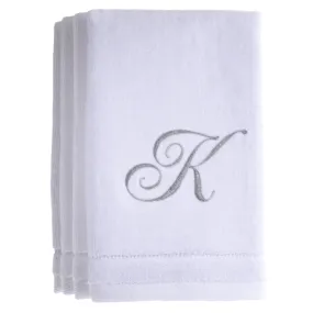 Set of 4 monogrammed towels - Initial K